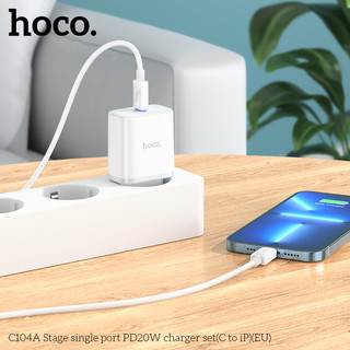Bộ Sạc Hoco C104A cáp Type-C to LaiNing PD 20W (Trắng)