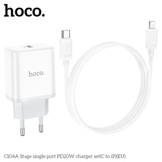 Bộ Sạc Hoco C104A cáp Type-C to LaiNing PD 20W (Trắng)