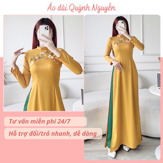 Áo dài cách tân, áo dài lụa tây thi thêu thủ công MÃ TK19