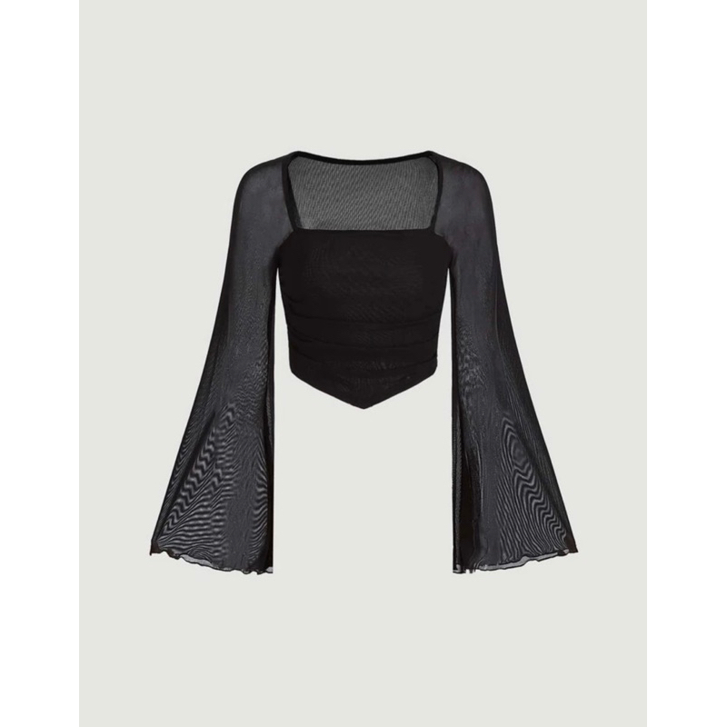 Áo thun lưới tay dài màu trơn gợi cảm❤️