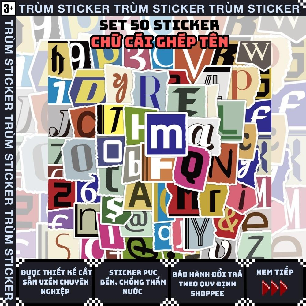Set 50 Stickers, Hình Dán Chữ Cái Ghép Từ, Tên,...hot hit,meme-Trang Trí, Decor Laptop, Cặp Sách - TRÙM STICKERS 139