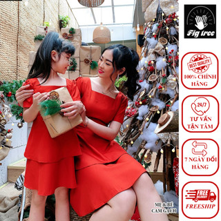 VÁY Mẹ và bé FIGTREE màu cam gạch THỜI TRANG, ẤN TƯỢNG ( kèm cận cảnh/ feedback)