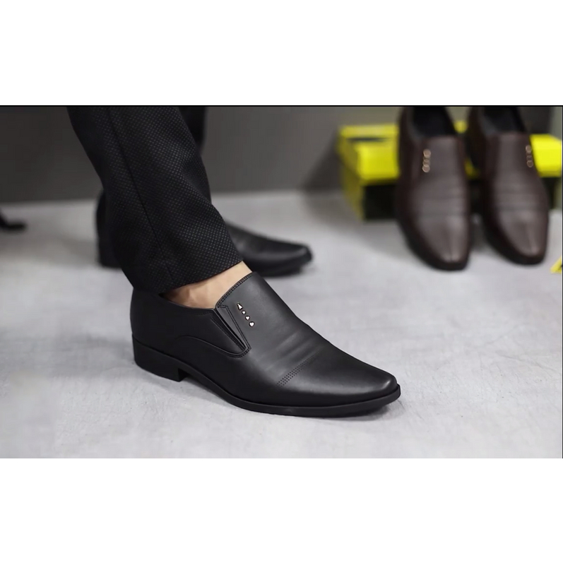 Giày tây nam tăng chiều cao 3cm kèm họa tiết tinh tế Vanus Shoes, giày da nam công sở mũi nhọn