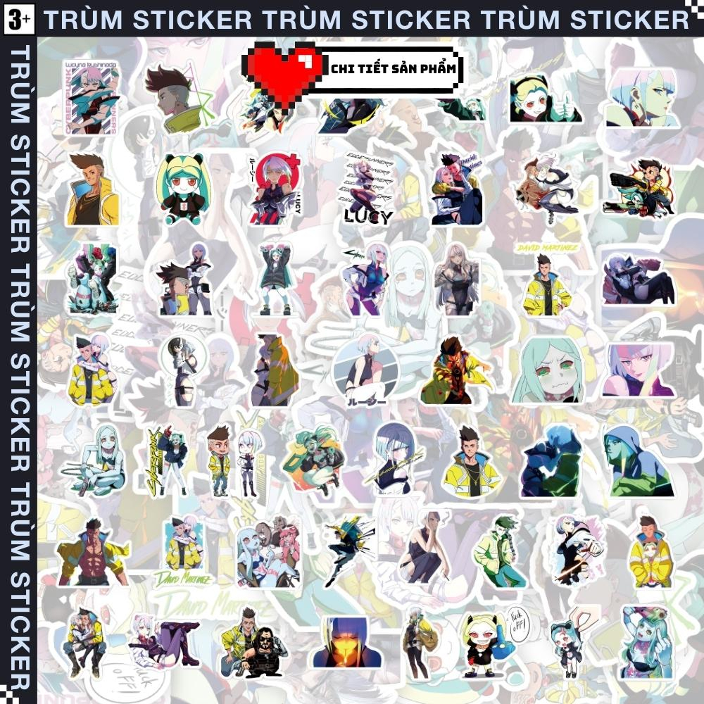 Set 50 Stickers, Hình Dán Cyberpunk Edgerunners- movie,game - Trang Trí, Decor Laptop, Cặp Sách - TRÙM STICKERS 004
