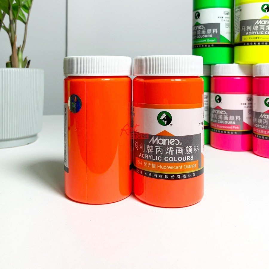 Màu Vẽ Vải, Acrylic Dạ Quang Maries 300ml