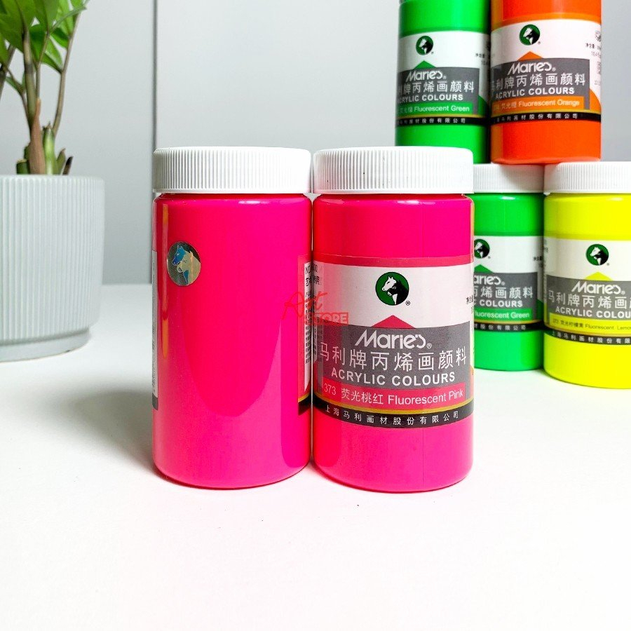 Màu Vẽ Vải, Acrylic Dạ Quang Maries 300ml