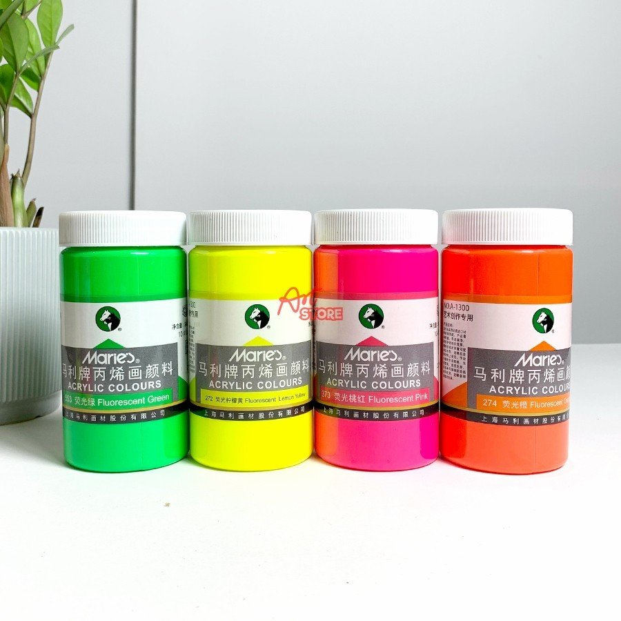 Màu Vẽ Vải, Acrylic Dạ Quang Maries 300ml