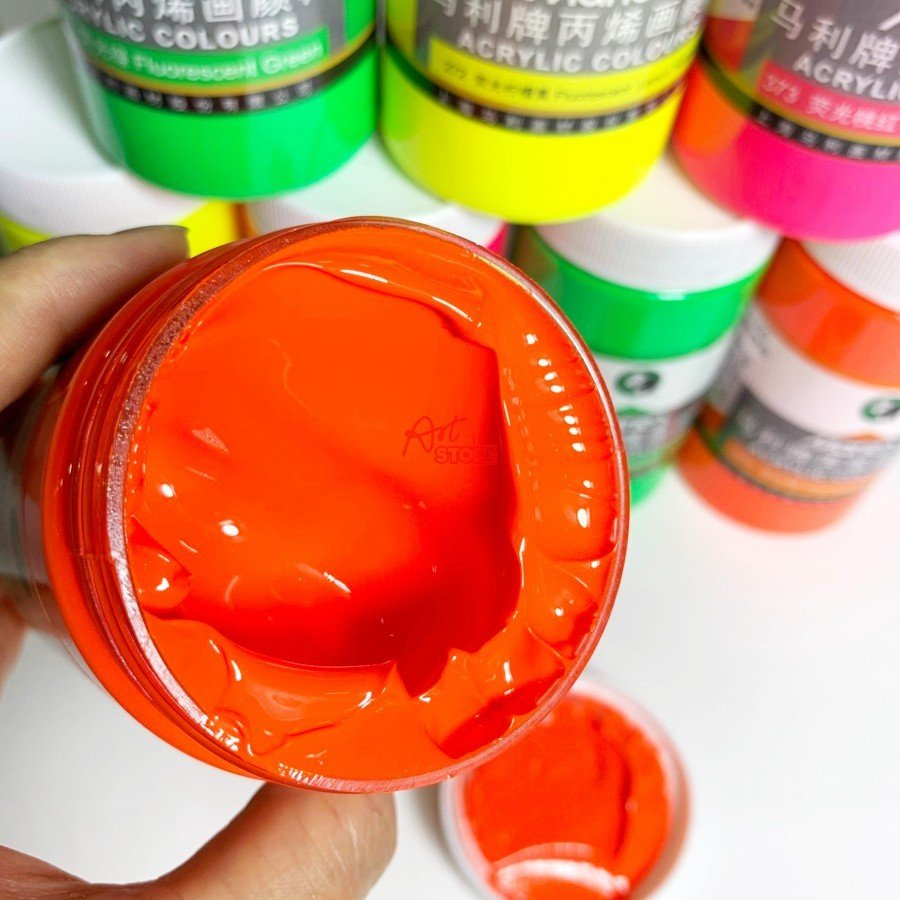 Màu Vẽ Vải, Acrylic Dạ Quang Maries 300ml