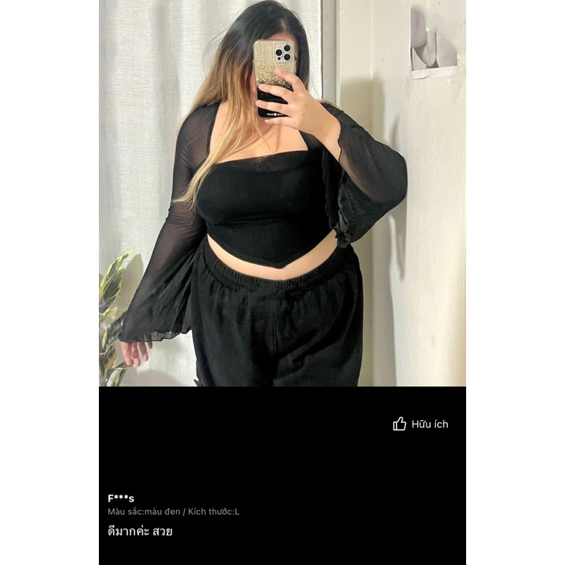 Áo thun lưới tay dài màu trơn gợi cảm❤️