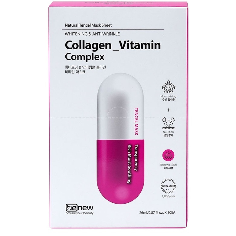 Đắp Mặt Nạ Collagen Vitamin Xóa Nám Xạm, Dưỡng Trắng Tái Tạo Da Benew Cao Cấp Hàn quốc 26ml- MÀU HỒNG