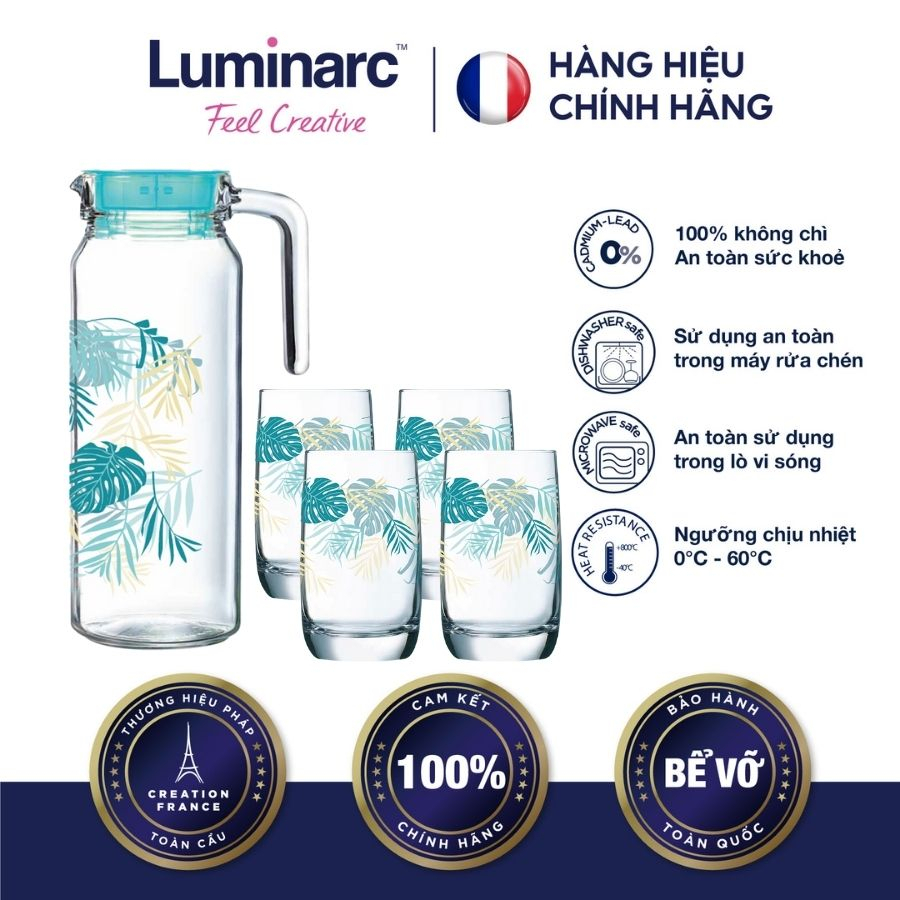 Bộ Bình Ly Thuỷ Tinh Luminarc Rotterdam Hiwaii 5 món - LUHIV4911