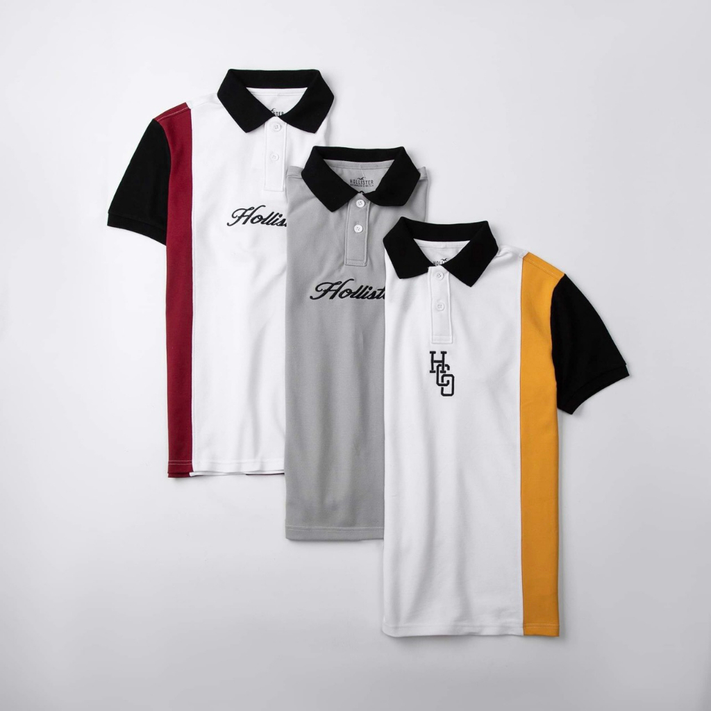 Áo thun polo Hollister Phối Sọc Thời Trang Trẻ Trung, Phong Cách, Thoáng Mát, Thoải Mái
