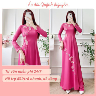  Áo dài áo dài lụa tây thi kết hoa nổi trang phục truyền thống Áo dài Quỳnh Nguyễn MÃ TK22 