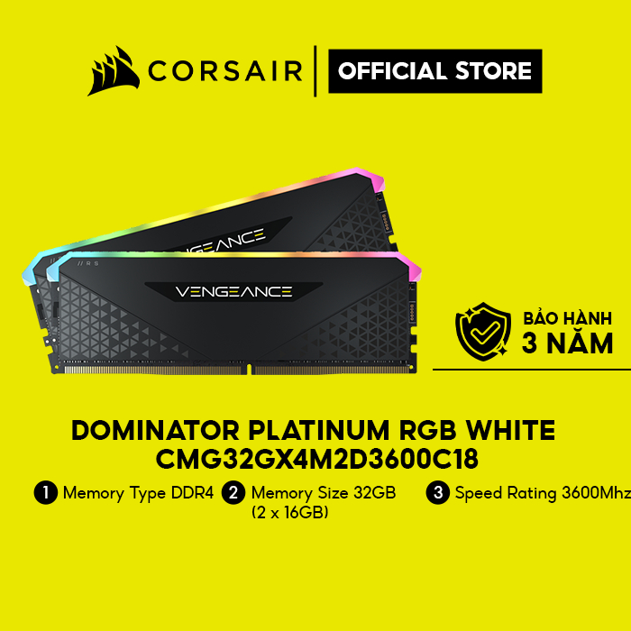 Ram PC Corsair Vengeance RS RGB CMG32GX4M2D3600C18 32GB (2x16GB) DDR4 3600MHz