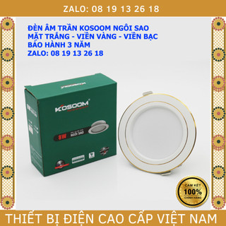 Đèn âm trần Ngôi Sao Kosoom mặt trắng, viền Vàng, viền Bạc, bảo hành 3 năm chính háng