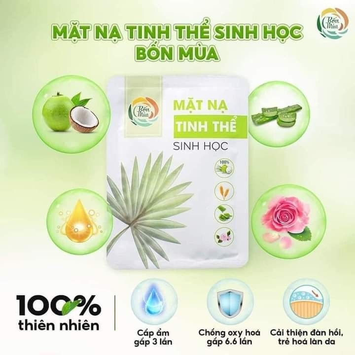 [Hộp 5 Miếng] Mặt nạ dừa tươi, Mặt Nạ Tinh Thể Sinh Học Bốn Mùa