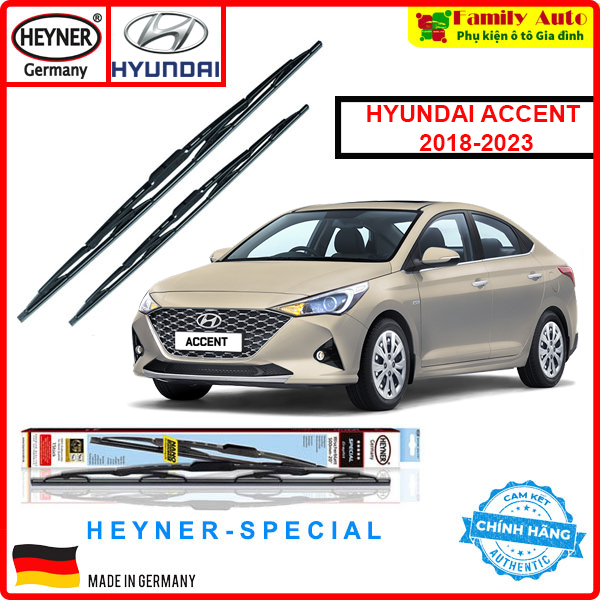 GẠT MƯA xe ô tô HYUNDAI ACCENT 2018-2023 CHÍNH HÃNG ĐỨC Heyner Special Xương cứng Combo size 40cm / 60cm Sạch - Bền - Êm