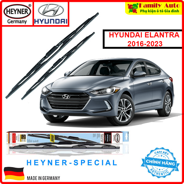 GẠT MƯA xe ô tô HYUNDAI ELANTRA 2016-2023 CHÍNH HÃNG ĐỨC Heyner Special Xương cứng Combo size 40cm / 65cm Sạch Bền Êm