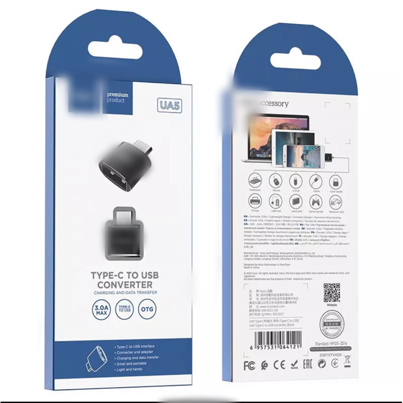 BỘ CHUYỂN ĐỔI TYPEC SANG USB HO.CO U.A5 HỖ TRỢ OTG NHẸ VÀ DI ĐỘNG VỚI VỎ HỢP KIM NHÔM