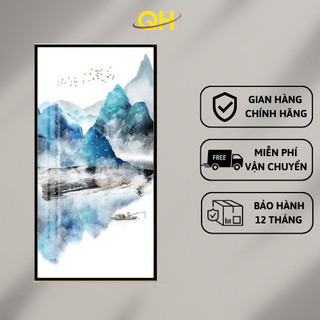 Tranh phong thủy Thủy Mặc, mẫu 01 chất liệu gỗ in tráng gương
