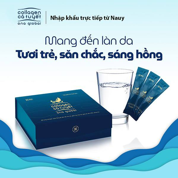 Collagen cá tuyết Ona Global - Cỏ Cây Hoa Lá làm đẹp da, da săn chắc, căng bóng - Hộp 30 gói