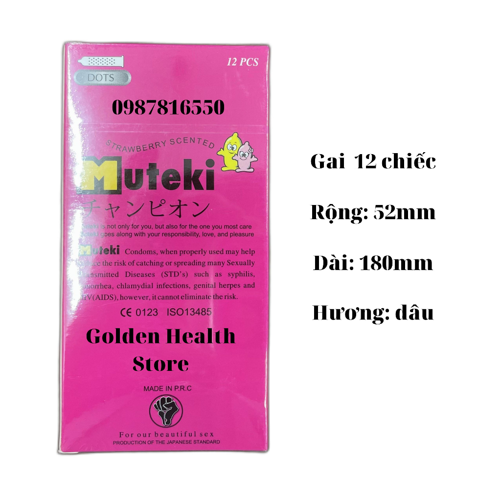 ⭐Bao cao su Muteki 12 chiếc - Bao cao su hương chuối - Bao cao su hương dâu