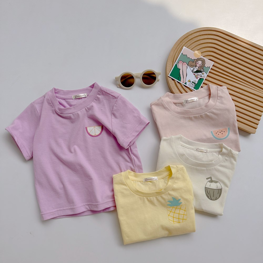 Áo cộc tay thiết kế logo đáng yêu, chất liệu cotton thoáng mát, bebukidsstore-A1502
