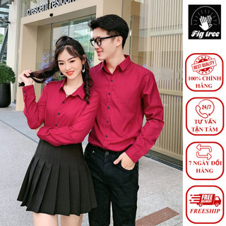 Áo Sơ Mi Cặp Fig Tree Màu Đỏ Đô Sang Chảnh