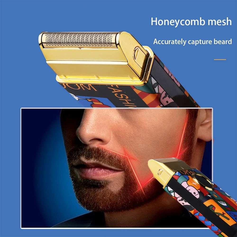 Kemei Nổi Dao Lưới KM-RS7098 Máy Cạo Râu Mini Cho Nam Điện Dao Cạo Cá Tính Graffiti Máy Cạo Râu Máy