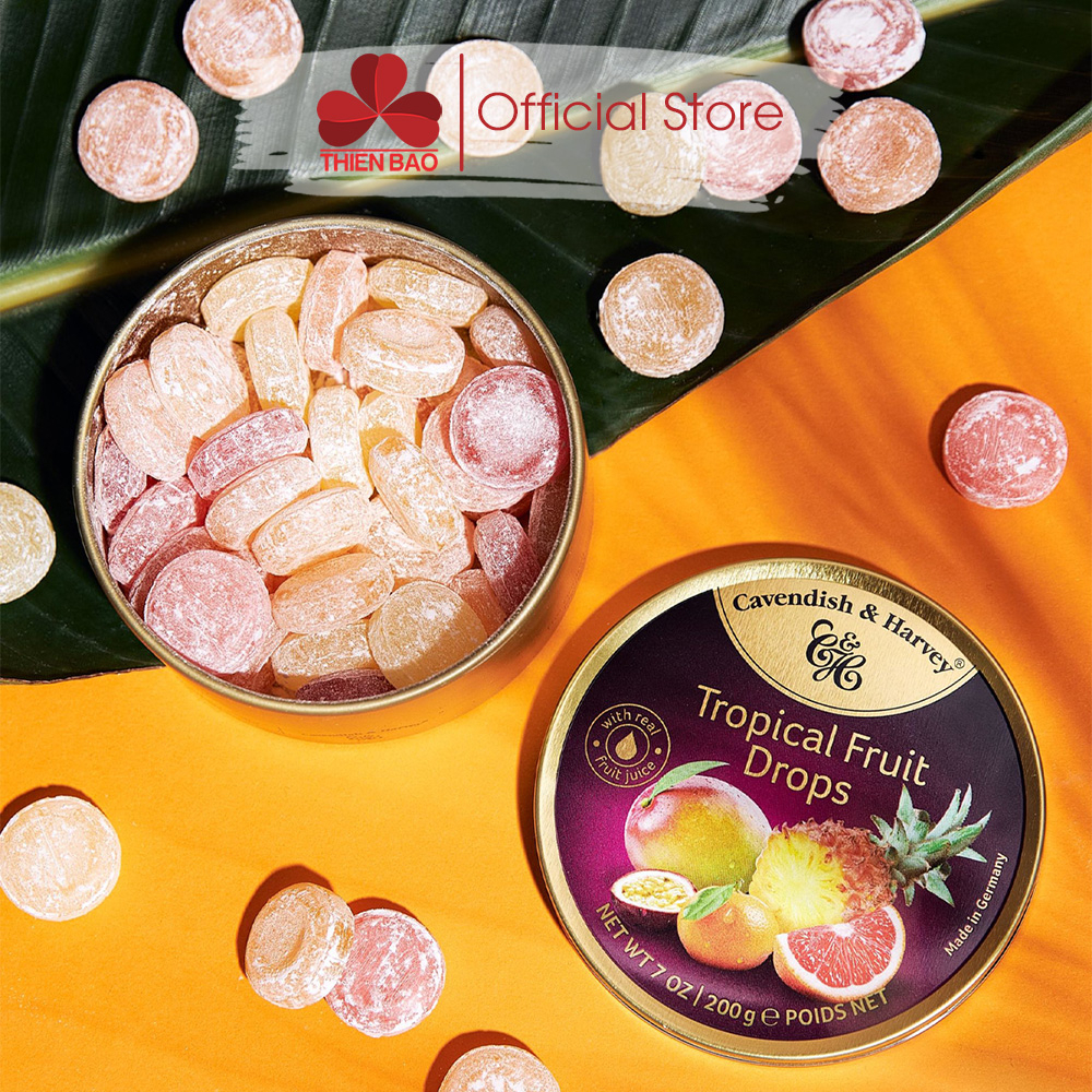 Kẹo trái cây Đức Cavendish & Harvey Tropical Fruit  - hộp thiếc 200g