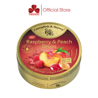 Kẹo trái cây Đức Cavendish & Harvey Raspberry & Peach - hộp thiếc 175g
