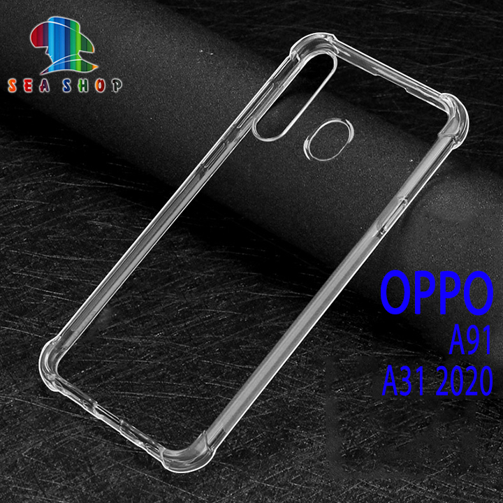 Ốp lưng Oppo A31 2020, A91 nhựa dẻo - Chống sốc-Trong suốt-Thiết kế dày 4 góc giúp điện thoại chống va đập