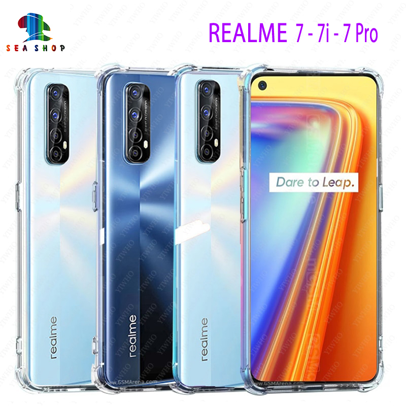 Ốp lưng Realme 7, 7i, 7 Pro - nhựa dẻo - Chống sốc - Trong suốt - Thiết kế dày 4 góc giúp điện thoại chống va đập