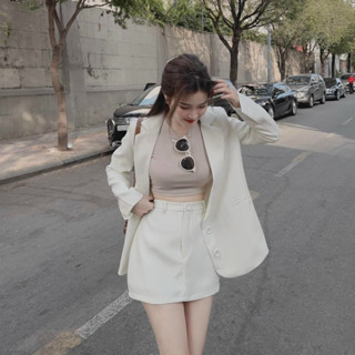  Set đồ nữ dễ thương chân váy ngắn và áo khoác vét cotton cực kì sang chảnh phù hợp cho mấy nàng công sở 