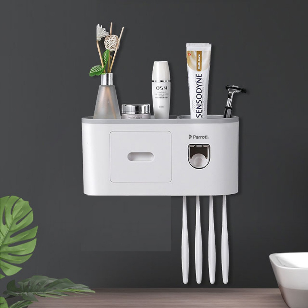 Bộ dụng cụ nhả kem đánh răng tự động kèm giá đỡ bàn chải đánh răng - thanh lí