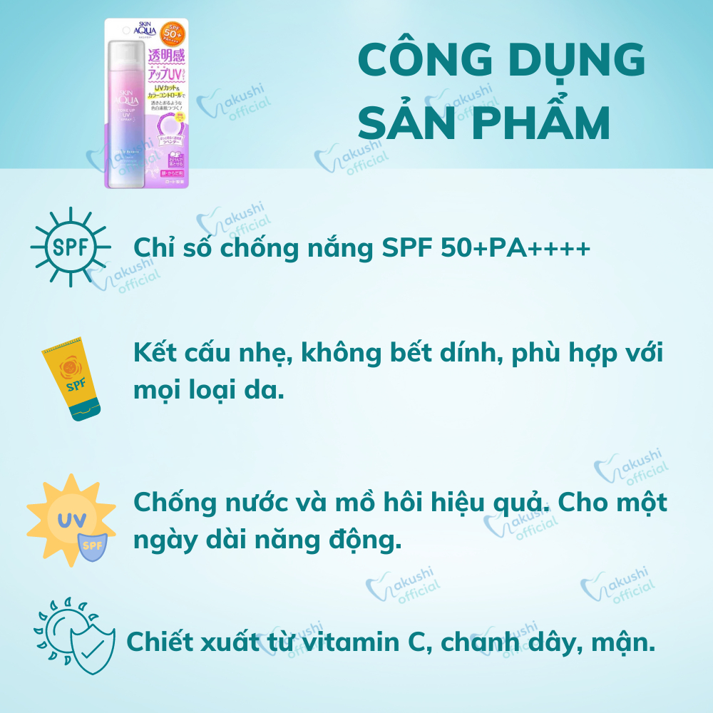 Xịt chống nắng Skin Aqua Tone Up UV SPF50+ PA++++ Lọ 70g nâng tone chống nắng Nhật Bản