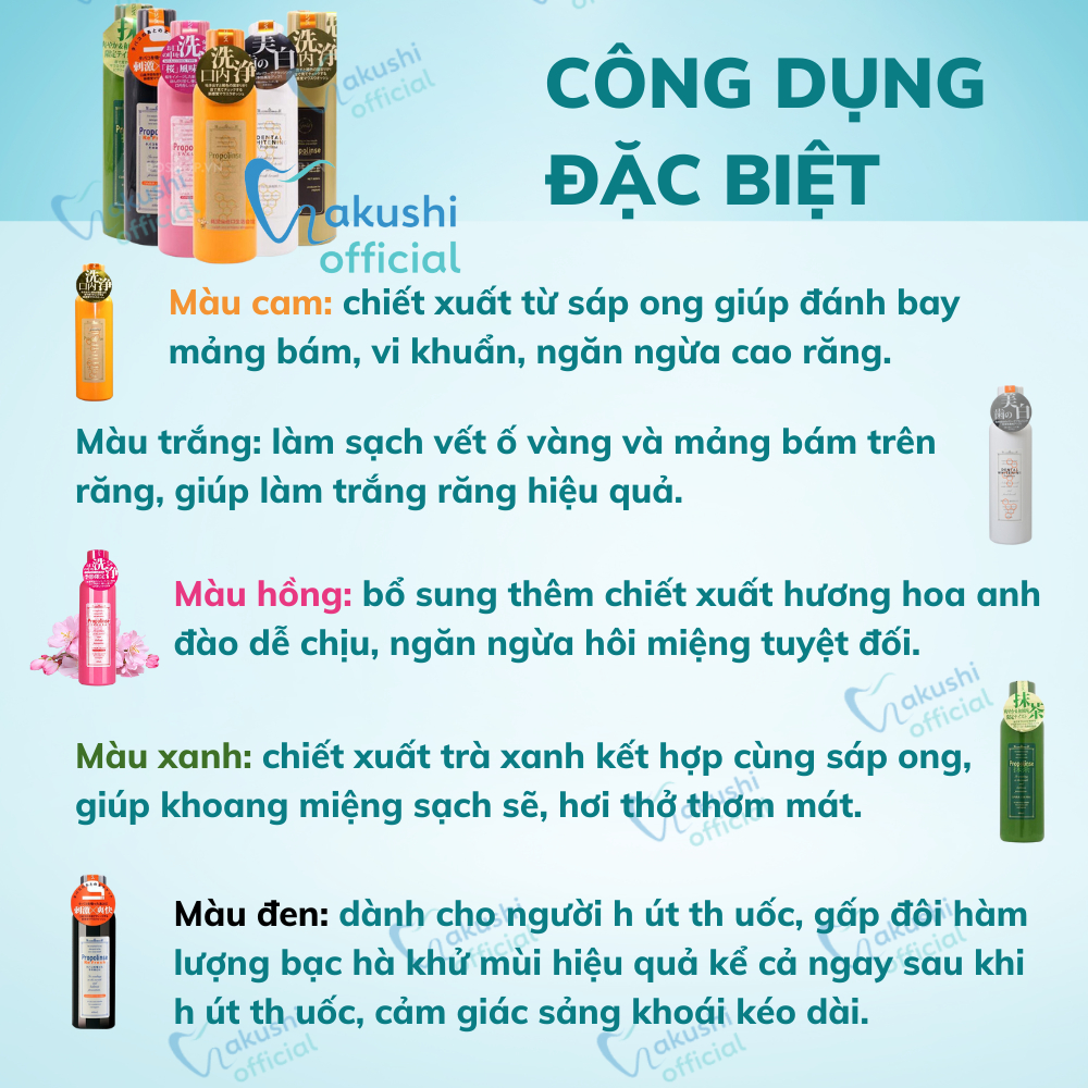 Nước súc miệng propolinse nội địa nhật bản trắng răng sạch mảng bám   600ml | Hakushi official