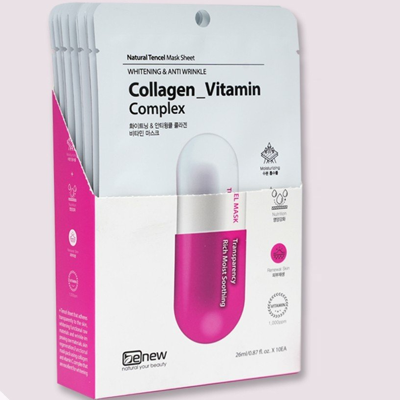 Mix 10 Mặt Nạ Vitamin Collagen Trắng Da, Xóa Xạm Nám Tái Tạo Da Benew Cao Cấp Hàn quốc 26ml/Chiếc