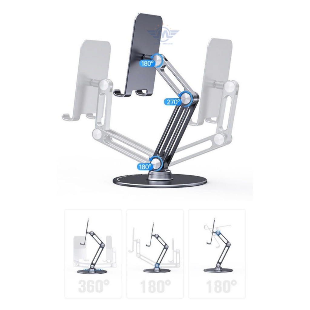 Giá đỡ điện thoại, tablet máy tính bảng năm châm L08 Big CNC, dạng để bàn gấp gọn xoay 360 độ Miền Đông