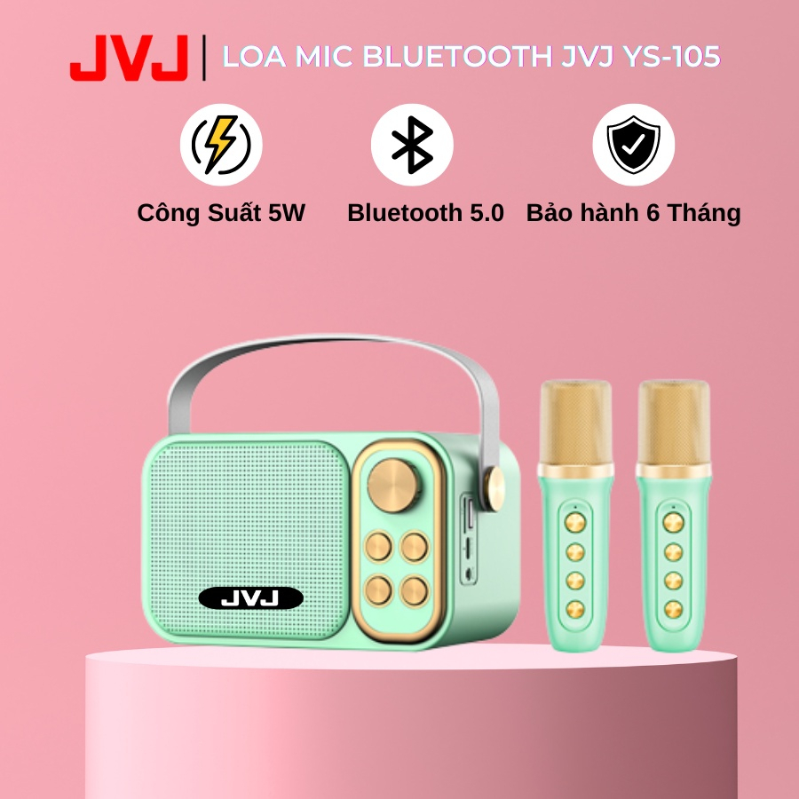 Loa bluetooth karaoke kèm 2 mic JVJ YS-215 Không dây, kèm 02 mic hát công suất lớn 20W - Bảo hành chính hãng 06 Tháng