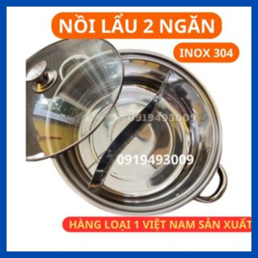 Nồi lẩu 2 ngăn 30cm và 32cm, nấu được bếp từ nhé có nắp kính (ảnh thật) KN SHOP