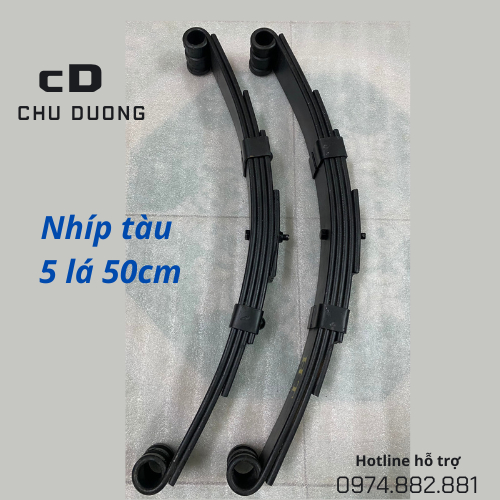 Đôi Nhíp 5 lá dài 54cm hàng tàu rộng 5cm dày 5mm chịu tải 500kg đến 600kg lắp ráp xe 3 bánh xe 4 bánh