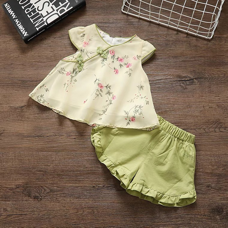 Bộ Trung Hoa lụa 2 lớp siêu xinh cho bé gái 7kg - 25kg Munbaby Kids