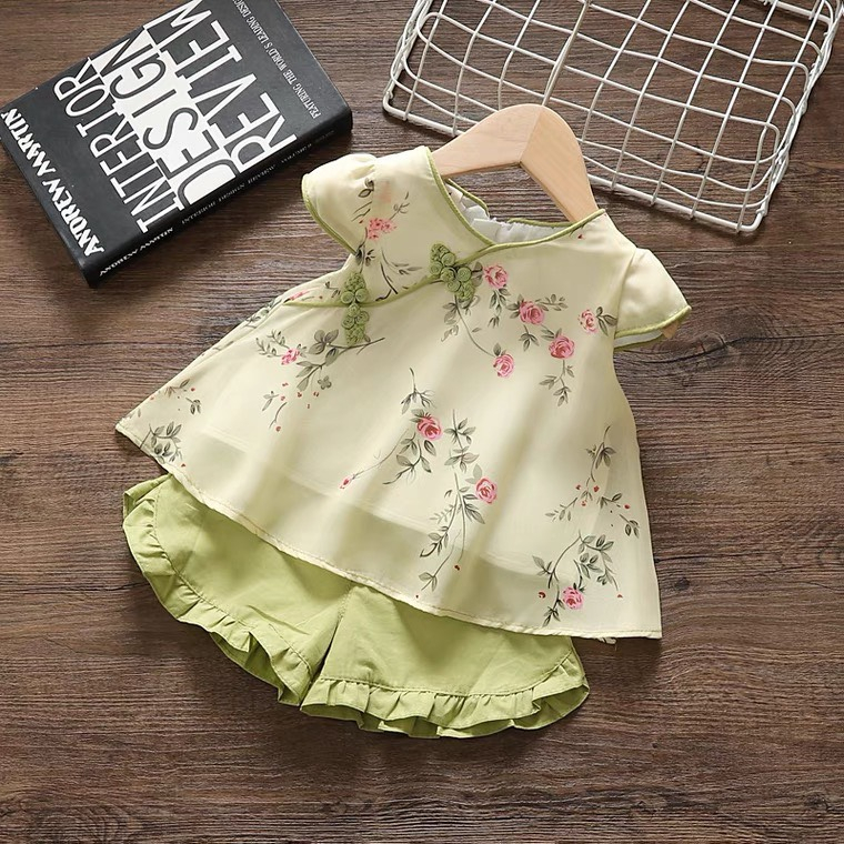Bộ Trung Hoa lụa 2 lớp siêu xinh cho bé gái 7kg - 25kg Munbaby Kids