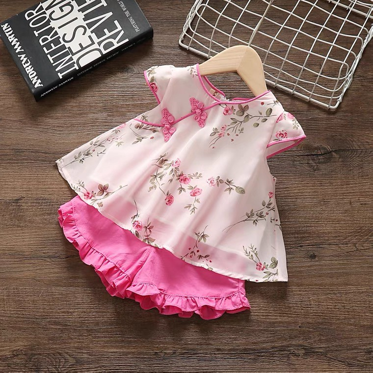 Bộ Trung Hoa lụa 2 lớp siêu xinh cho bé gái 7kg - 25kg Munbaby Kids