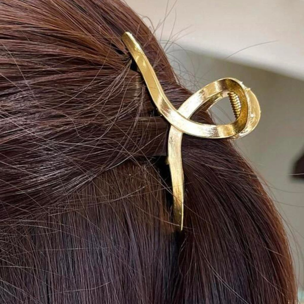 Kẹp tóc trơn OLGA màu vàng tao nhã phụ kiện tóc Hàn Quốc