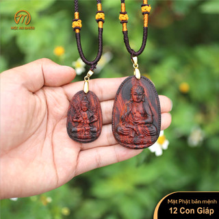 Mặt Phật Bản Mệnh 12 con giáp gỗ Trắc đeo cổ cho tuổi Tý, tuổi Sửu, Dần, Mão, Thìn, Tỵ, Ngọ, Mùi, Thân, Dậu, Tuất, Hợi