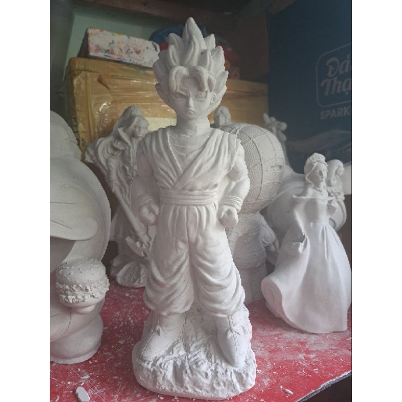 Tô Tượng Songoku Size Lớn Kèm Sét Màu Và Bút, Tô Tượng Thạch Cao Songoku Chất Lượng Hoàn Thiện Đẹp 95%
