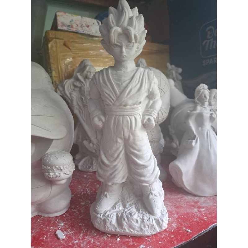Tô Tượng Songoku Size Lớn Kèm Sét Màu Và Bút, Tô Tượng Thạch Cao Songoku Chất Lượng Hoàn Thiện Đẹp 95%