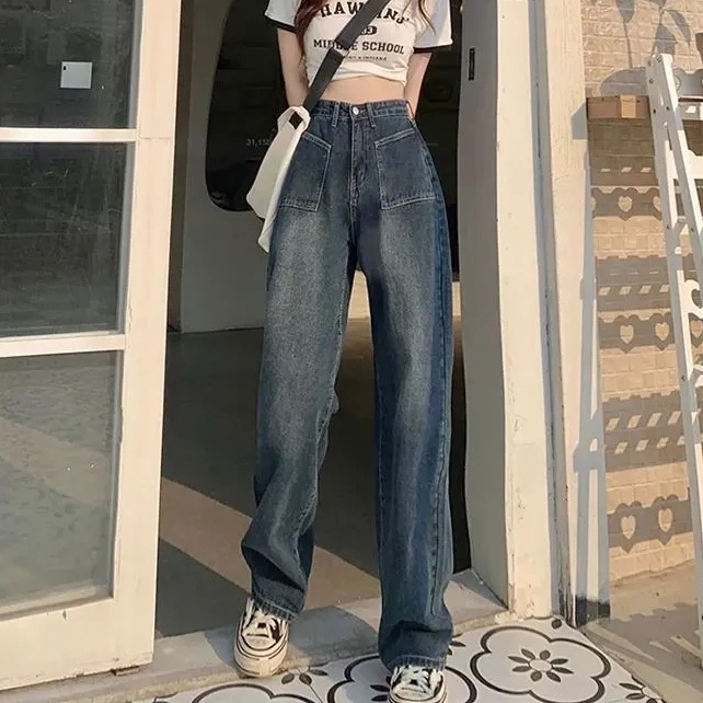 Quần Jean Ống Rộng Phối Túi Vuông 2 Bên Chất QC Siêu Dày JS03 | BigBuy360 - bigbuy360.vn